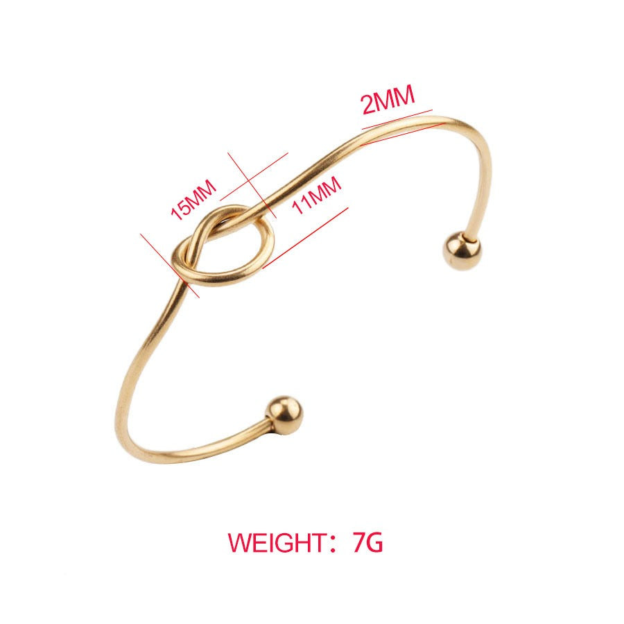 2mm thick stainless steel heart knot bracelet with peach heart shaped opening bracelet bracelet