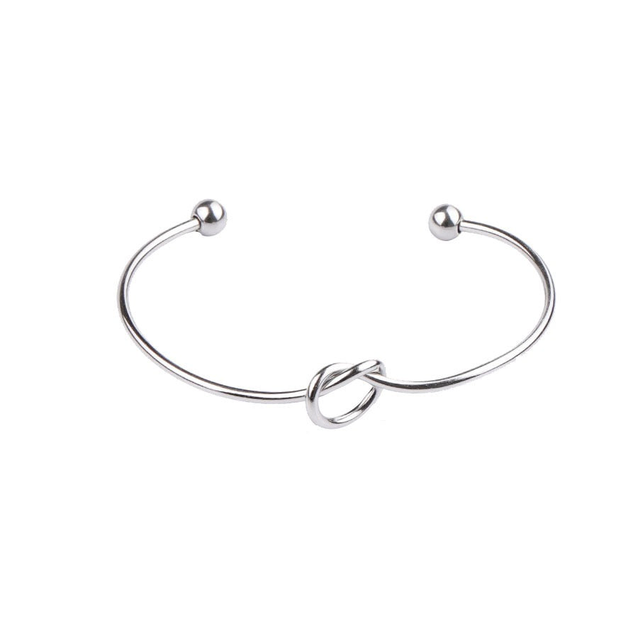 2mm thick stainless steel heart knot bracelet with peach heart shaped opening bracelet bracelet