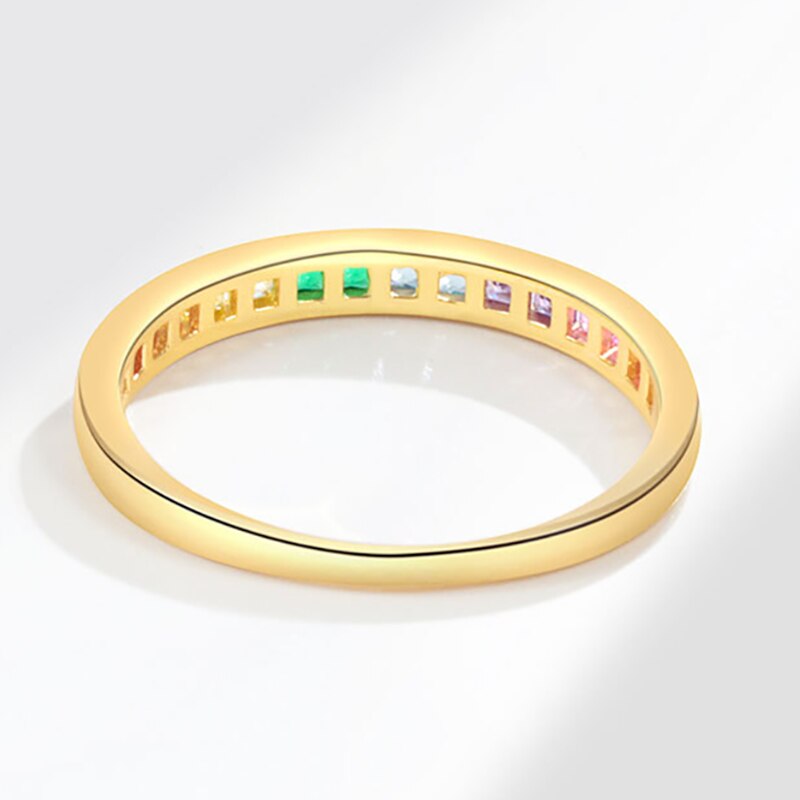 1 PC Silver Color Multicolor Zircon Ring For Women Couples Trendy Personality Square Geometric Jewelry Accessories Gifts