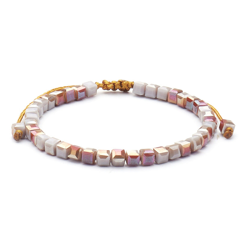 2pcs Mixed Crystal Glass Stone Beads Bracelet Friendship Bracelets for Women Gift Colorful Boho Style Party Luxury Jewelry