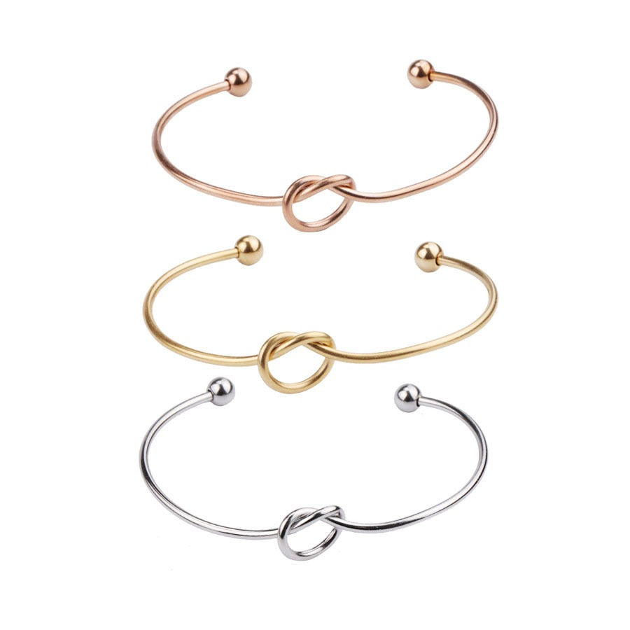 2mm thick stainless steel heart knot bracelet with peach heart shaped opening bracelet bracelet