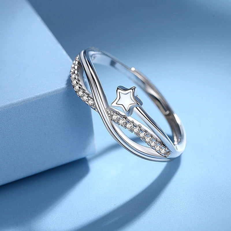 Alloy double-layer star line ring