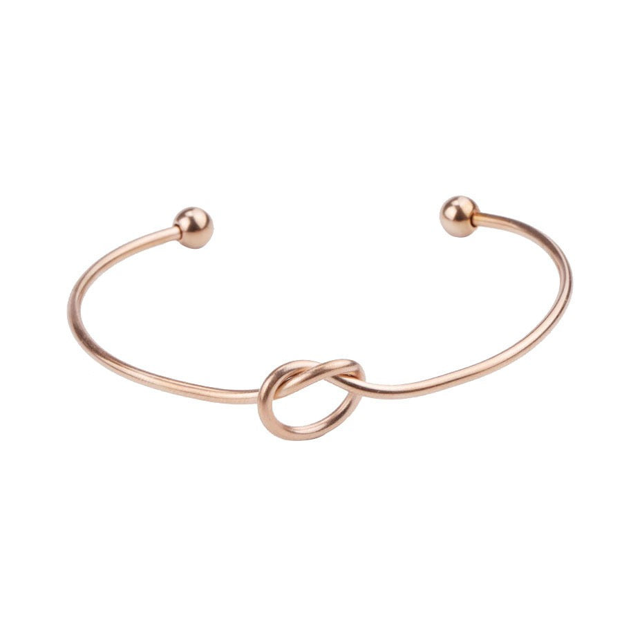 2mm thick stainless steel heart knot bracelet with peach heart shaped opening bracelet bracelet