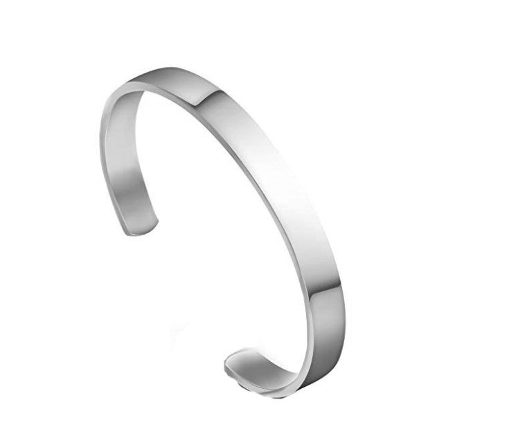 8MM Simple Glossy Open Bangle Titanium Steel C-shaped Bangle Bracelet Men's and Women's Bracelets